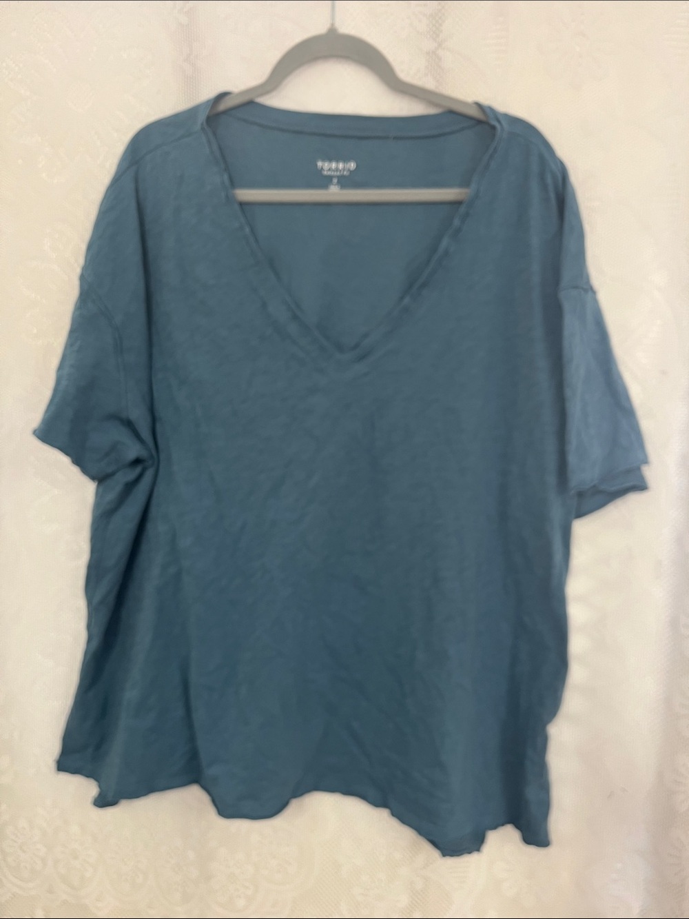 😻5for$15😻torrid Dusty Blue V-Neck Slouchy Short Sleeve Tee 2
